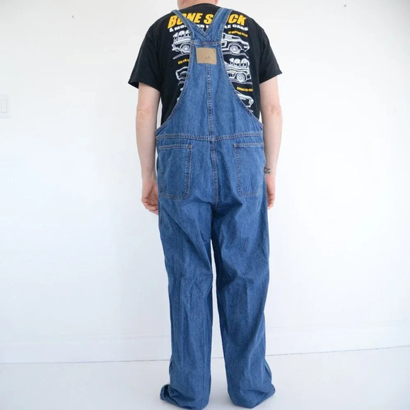 Vintage 80's Long Elegant Legs Blue Denim  Overalls L - Picture 2 of 12